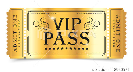 VIP pass template isolated on white background. Suitable for festival, cinema, theater, concert, casino, circus, event tickets. Vector illustration VIP pass template isolated on white background. Suitable for festival, cinema, theater, concert, casino, circus, event tickets. Vector illustration 118950571