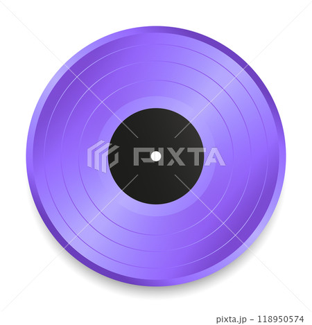 Realistic purple vinyl record isolated on white background. Music vinyl disk. Vector illustration 118950574