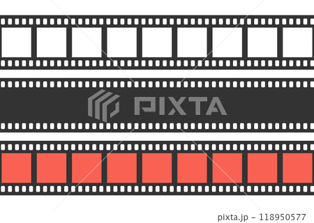 Simple movie film strip set on transparent background. Vector illustration 118950577