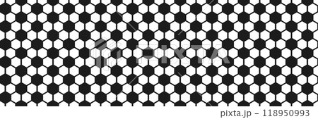 Simple hexagon black and white bg with soccer balls pattern Simple hexagon black and white bg with soccer balls pattern 118950993