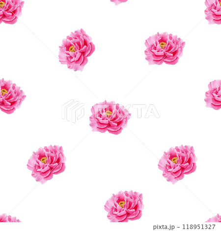 Seamless pattern with pink peonies. Watercolor illustration on white background. For wrapping paper, textile, packaging, design, fabric Seamless pattern with pink peonies. Watercolor illustration on white background. For wrapping paper, textile, packaging, design, fabric 118951327