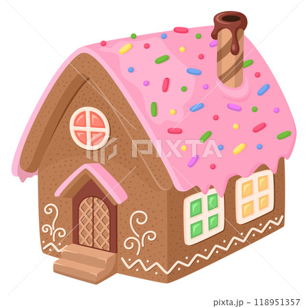 Candy house cartoon cookie icon. Sugar home 118951357