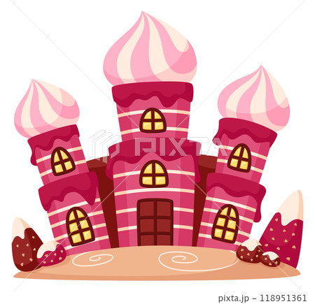 Sweet castle with cream towers. Fantasy game house Sweet castle with cream towers. Fantasy game house 118951361