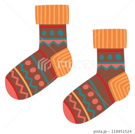 Wool socks color icon. Knitted foot wear Wool socks color icon. Knitted foot wear 118951524