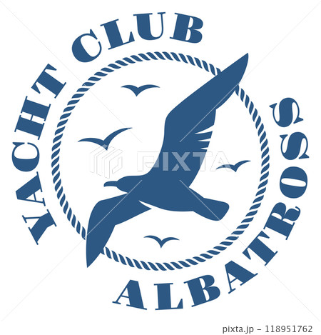 Sailing club emblem. Albatross blue yacht logo Sailing club emblem. Albatross blue yacht logo 118951762