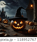 魔女の帽子をかぶったハロウィンのカボチャ 118952767