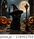 魔女の帽子をかぶった黒い猫 118952768