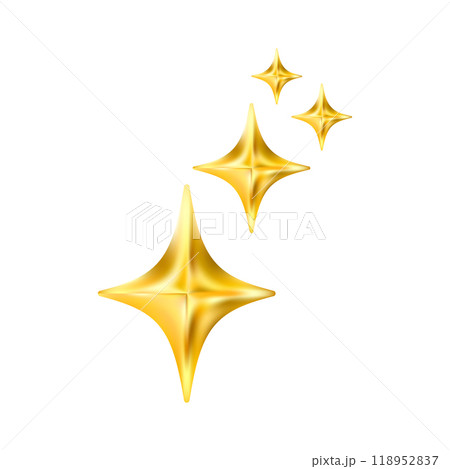 Gold star emoji icon. Glittering sparkle magic element. 118952837