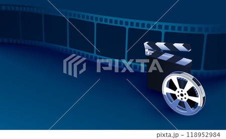 realistic film strip background with clapper board 118952984