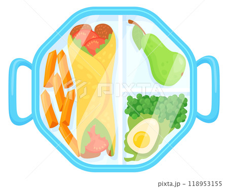 Lunch box cartoon icon. Plastic lunchbox meal 118953155