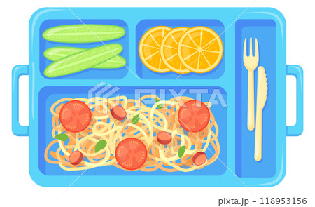 Canteen tray food. Lunch plate cartoon icon 118953156