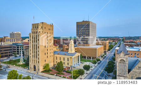 Aerial View of South Bend Indiana Downtown Architecture and Courthouse 118953483