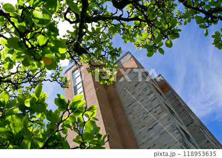 Urban Greenery Framing Modern Building in Bloomington, Indiana Urban Greenery Framing Modern Building in Bloomington, Indiana 118953635