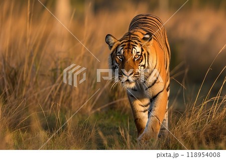 Tiger in golden hour light 118954008
