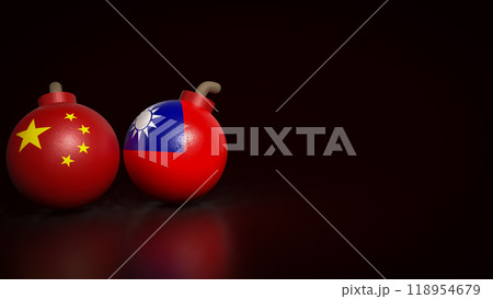 The Chinese and Taiwan on bomb for business concept 3d rendering. The Chinese and Taiwan on bomb for business concept 3d rendering. 118954679