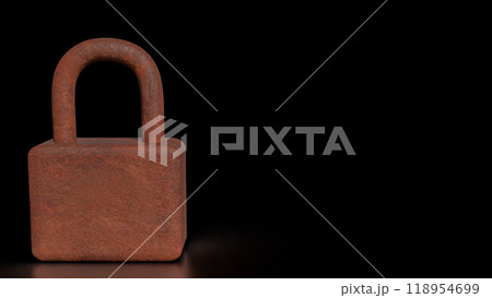 The Rusty lock for Cybersecurity or technology concept 3d rendering. The Rusty lock for Cybersecurity or technology concept 3d rendering. 118954699