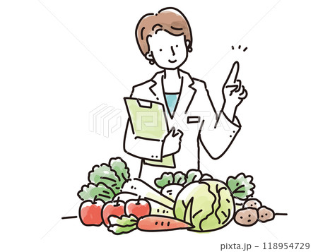 野菜のチェックをする女性栄養士 118954729