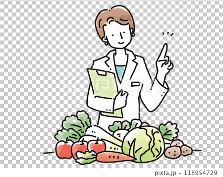 野菜のチェックをする女性栄養士 118954729