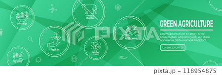 Sustainable Farming Icon Set with Maximize Soil Coverage with Integrate Livestock-Examples for Regenerative Agriculture Icon Set and Web Header Banner Sustainable Farming Icon Set with Maximize Soil Coverage with Integrate Livestock-Examples for Regenerative Agriculture Icon Set and Web Header Banner 118954875