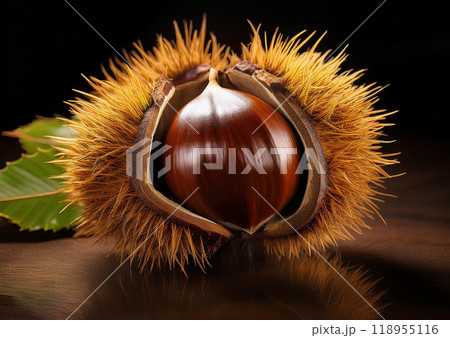 秋の味覚栗拾いと落ち葉 秋の味覚栗拾いと落ち葉 118955116