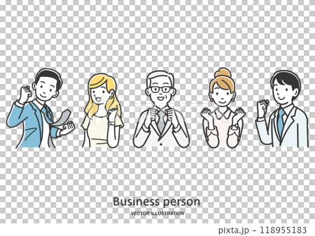 Male and female office workers doing fist pumps Male and female office workers doing fist pumps 118955183