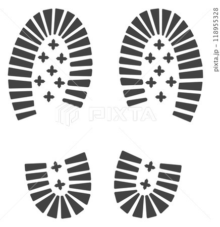 Shoe stamp. Black human feet print icon 118955328