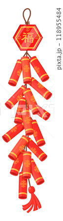 Festival firecrackers hanging. Chinese emblem explosive icon 118955484