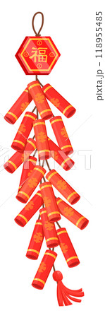 Chinese firecrackers. Decorative red new year explosive Chinese firecrackers. Decorative red new year explosive 118955485