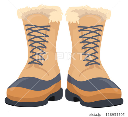 Trekking winter boots cartoon icon. Outdoor footwear 118955505
