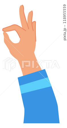 Ok gesture. Hand approval sign. Positive arm symbol 118955559