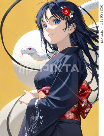 【年賀状】2025年年賀状イラスト素材　巳年　（AI画像） 118955850