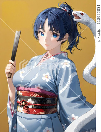 【年賀状】2025年年賀状イラスト素材　巳年　（AI画像） 118955851