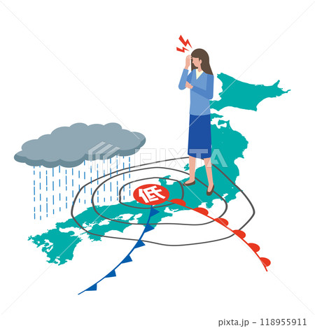 低気圧による体調不良の女性 低気圧による体調不良の女性 118955911