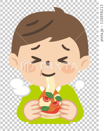 ピザを食べる男の子のイラスト ピザを食べる男の子のイラスト 118956213