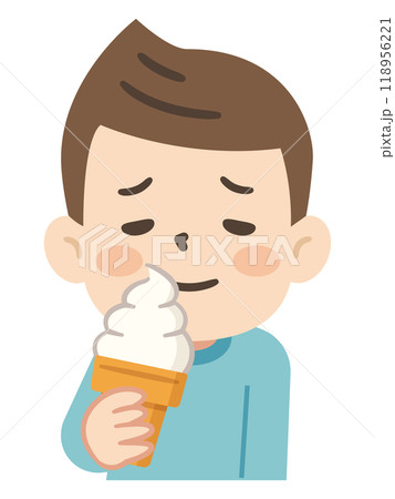ソフトクリームを食べる男の子のイラスト 118956221