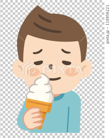 ソフトクリームを食べる男の子のイラスト 118956221