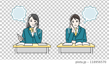男女高中生學習時擔心的插圖 男女高中生學習時擔心的插圖 118956570