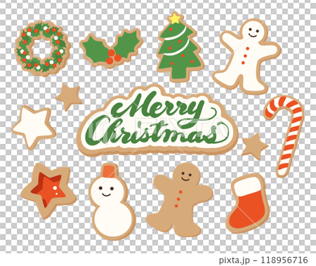 聖誕節薑餅乾向量插圖集 118956716