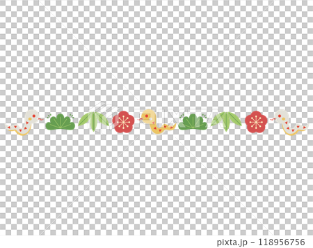 蛇年可用的松、竹、梅、蛇組合插畫 118956756