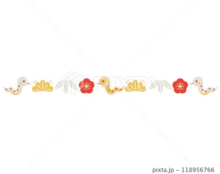 巳年に使える松竹梅と蛇を組み合わせたイラスト 巳年に使える松竹梅と蛇を組み合わせたイラスト 118956766