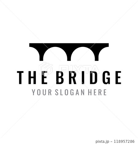 Minimalist and elegant creative bridge building logo with a modern concept. With vector illustration editing. 118957286