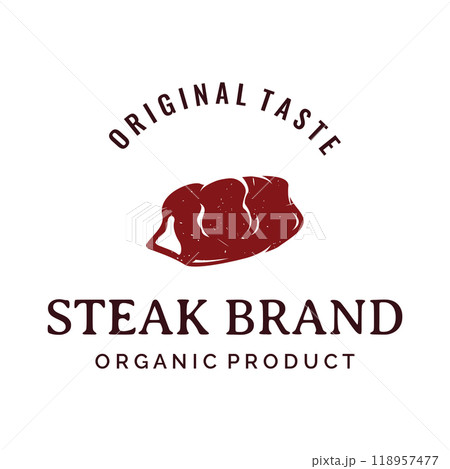 Steak house or vintage fresh meat Logo design.Premium quality grilled meat.Typography Badge for retro restaurant, bar and cafe. Steak house or vintage fresh meat Logo design.Premium quality grilled meat.Typography Badge for retro restaurant, bar and cafe. 118957477