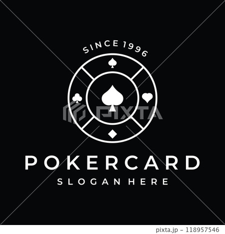 Vintage casino poker ace design logo, diamonds, hearts and spades. Poker club logo, tournament, gambling game, symbol 777. 118957546