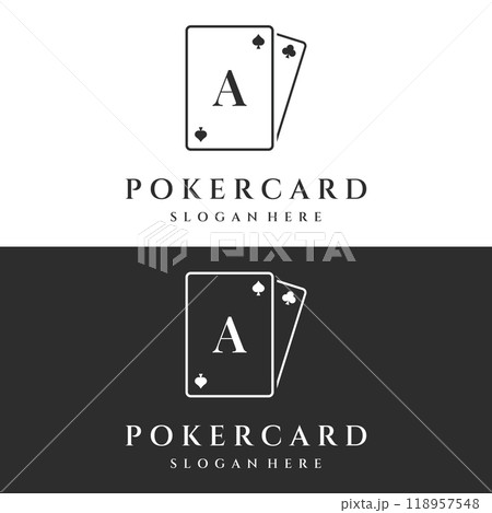Vintage casino poker ace design logo, diamonds, hearts and spades. Poker club logo, tournament, gambling game, symbol 777. Vintage casino poker ace design logo, diamonds, hearts and spades. Poker club logo, tournament, gambling game, symbol 777. 118957548