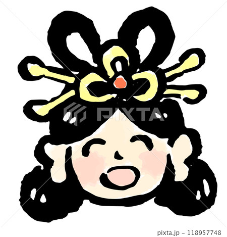 笑顔の弁財天（顔のみ） 筆タッチ手描きイラストのイラスト素材