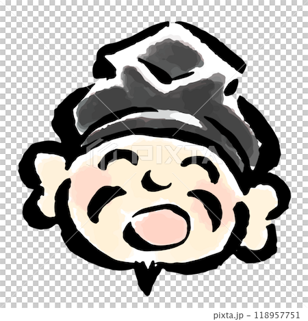 微笑的惠比壽天（僅臉部）刷觸手繪插圖 118957751