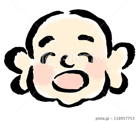 笑顔の布袋尊(顔のみ) 筆タッチ手描きイラスト 笑顔の布袋尊(顔のみ) 筆タッチ手描きイラスト 118957753