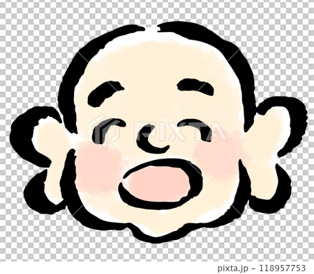 笑顔の布袋尊(顔のみ) 筆タッチ手描きイラスト 笑顔の布袋尊(顔のみ) 筆タッチ手描きイラスト 118957753