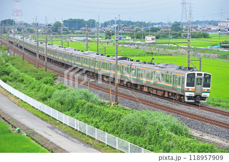 東北本線 東鷲宮ー栗橋 JR東日本 211系 A37編成(高崎) 東北本線 東鷲宮ー栗橋 JR東日本 211系 A37編成(高崎) 118957909