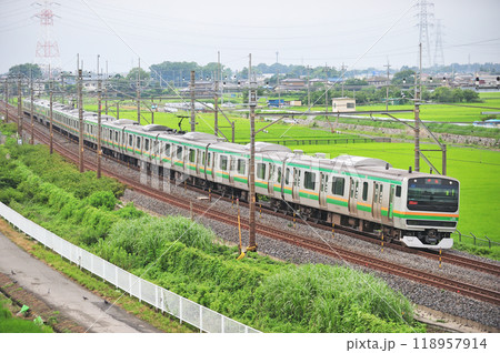 東北本線 東鷲宮ー栗橋 JR東日本 E231系1000番台 U107編成(小山) 東北本線 東鷲宮ー栗橋 JR東日本 E231系1000番台 U107編成(小山) 118957914